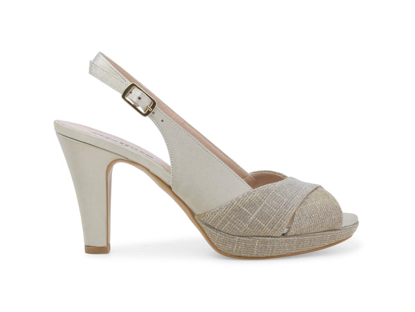 Melluso Donna Sandali Eleganti Made in Italy in Tessuto Beige Platino J585Z-249359